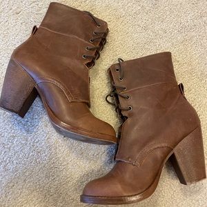 Brown booties, brand unknown